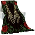 thumbnail image 4 of Gothic Skeleton Couple Hands Blanket Gifts for Women Adult Girls,Goth Red Rose Throw Blankets,Soft Comfy Lightweight for Home Halloween Couch Bed Sofa Decor,Dark Romantic Design 50x60in, 4 of 7