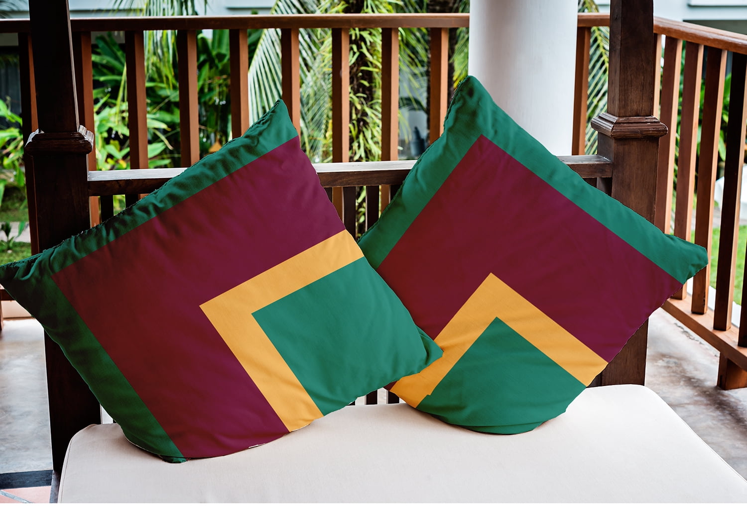 18" x 18" Simply Daisy Bold Blocks Indoor/Outdoor Pillow, Kelly Green Qty 1