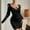 Black, variant on VIWORLD Women's Elegant V-Neck Long Sleeve Lace Sheath Dress , Slim-Fitting Satin Evening Gown With Ruffled Detail