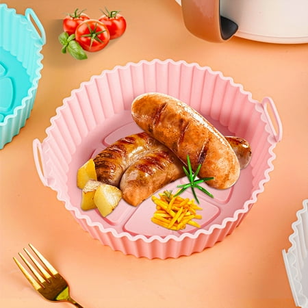 

Air Fryer Silicone Baking Tray Pot Soft and Flexible Tray with Handle for Air Fryer Steamer Oven