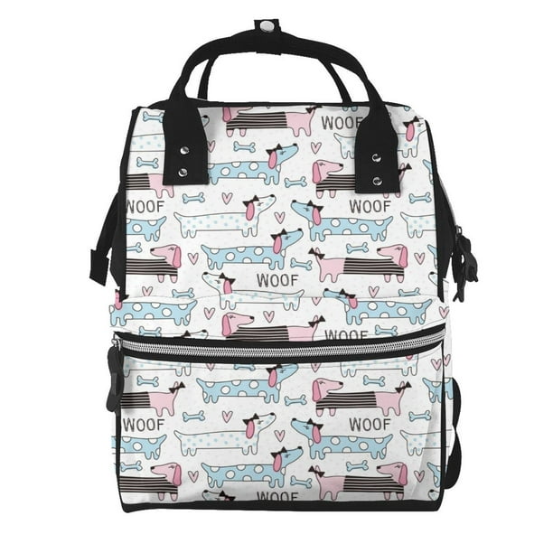 Easygdp Dachshund Dog Puppy para Bolsa de Bebé de Gran Capacidad con Múltiples Bolsillos, Bolsa de Pañales para Padres, Bolsa de Viaje Organizada y Elegante