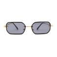 thumbnail image 1 of Luxury Rimless Metal Engraving Frame Thin Rectangle Sunglasses Gold Black, 1 of 5