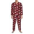 thumbnail image 3 of Honeii Ensemble de Pyjama pour Hommes Motif Flocon de Neige Rouge à Carreaux, 2 Pcs Ensemble de Chemise de Nuit à Manches Longues et Bas de Pyjama pour Hommes, Ensemble de Pyjamas pour Hommes-Grand, 3 of 7