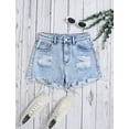 thumbnail image 6 of Girls' Denim Shorts Collection – Bow Embroidered / Distressed Ripped / Allover Bow Print High Waisted Denim Shorts for Kids Summer Casual Wear, 6 of 7