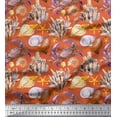 thumbnail image 1 of Soimoi Orange Moss Georgette Fabric Crab,Shell & Coral Ocean Print Fabric by Yard 42 Inch Wide, 1 of 3
