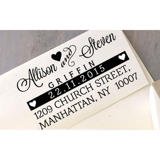 Wedding Invite Address Stamp Pre Inked Calligraphy Custom Rubber Stamp Selk Inking Colop Stamper
