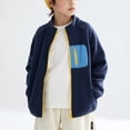 thumbnail image 4 of Mepaouo Toddler Fleece Jacket Kids Lightweight Outerwear Boys Girls Long Sleeve Fall Winter Coat Blue 11-12 Years, 4 of 8