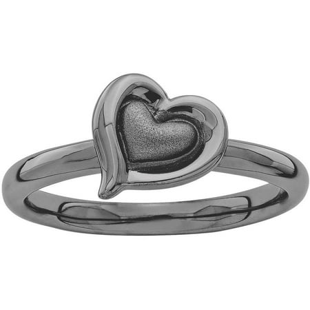 Stackable Expressions Sterling Silver Black-Plated Heart Ring