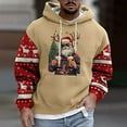 thumbnail image 5 of Mens Hoodie Tops Fashion Relaxed Christmas Printed Long Sleeve Mens Autumn And Winter Clothes,Khaki,3XL, 5 of 5