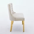 thumbnail image 5 of Velvet Double Dining Loveseat Bench, Kitchen and Dining Seating, 2-Seat Tufted Bench with Handmade Buttons, Wing Back Design, Gold-Plated Steel Legs, Mid Century Modern Style, Single Pack, Beige, 5 of 9