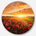 thumbnail image 2 of Designart - Beautiful Poppy Field at Sunset' Abstract Round Circle Metal Wall Art, 2 of 4