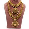thumbnail image 3 of Kajaro Designs Jewels south indian gold plated necklace set with earrings and mangtika for women | bridal jewelry for weddings, 3 of 4