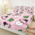 thumbnail image 3 of Manfei Cute Winter Snowman Full Size Sheets 4pcs for Boys Girls, Green Xmas Tree Bed Sheets, Pink White Polka Dots Sheet Sets, Microfiber Bedroom Decor, 3 of 7