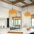 thumbnail image 3 of Plug in Cord Pendant Lamp Wicker Rattan Hanging Light with Bamboo Lampshade, 3 of 6