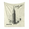 thumbnail image 1 of New York Soft Flannel Fleece Throw Blanket, Urban Design Architecture Theme Skyscrapers in Manhattan Illustration Art, Cozy Plush for Indoor and Outdoor Use, 60" x 80", Black Eggshell, by Ambesonne, 1 of 6