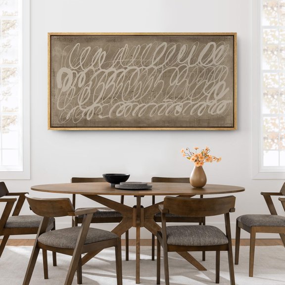 IDEA4WALL Extra Large Framed Canvas Print Wall Art Abstract Calligraphy Black Ink Classic Art Brushstrokes Graffiti Wall Decor Oversized Artwork Relax/Calm for Living Room - 60"x30"
