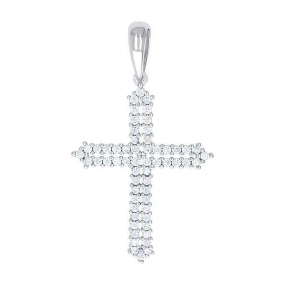 925 Sterling Silver Mens Cubic Zirconia Cross Religious Charm Pendant 43.3x25.4mm Wide Necklace for Men