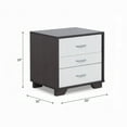 thumbnail image 3 of Knubmt 3 Drawers Beside Table with Handle, Wood Nightstand for Living Room, Bedroom, White + Black, 3 of 5