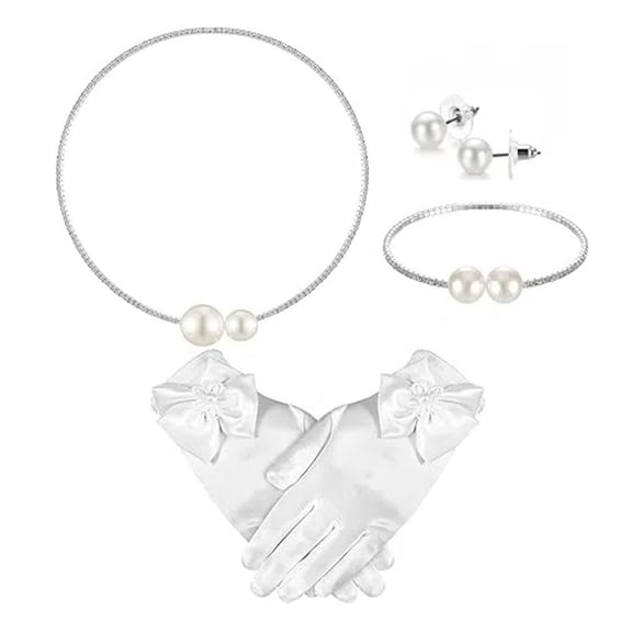 TELOLY Girls White Gloves for First Communion, Princess, Tea Party 3-12 Years