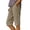 Khaki, variant on Siminsem Womens Cotton Linen Five Point Shorts High Waisted Cuffed Bermuda Shorts with Pockets Drawstring Elastic Waist Summer Casual Travel Beach Lounge Pants, Blackish Green, L
