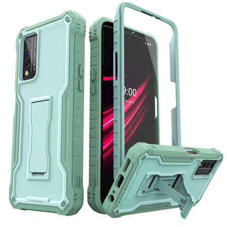 ExoGuard T-Mobile Revvl V+5G Case, Rubber Shockproof Cover Case for T-Mobile Revvl V+5G Phone 6.8 inch, Built-in Kickstand (Green)