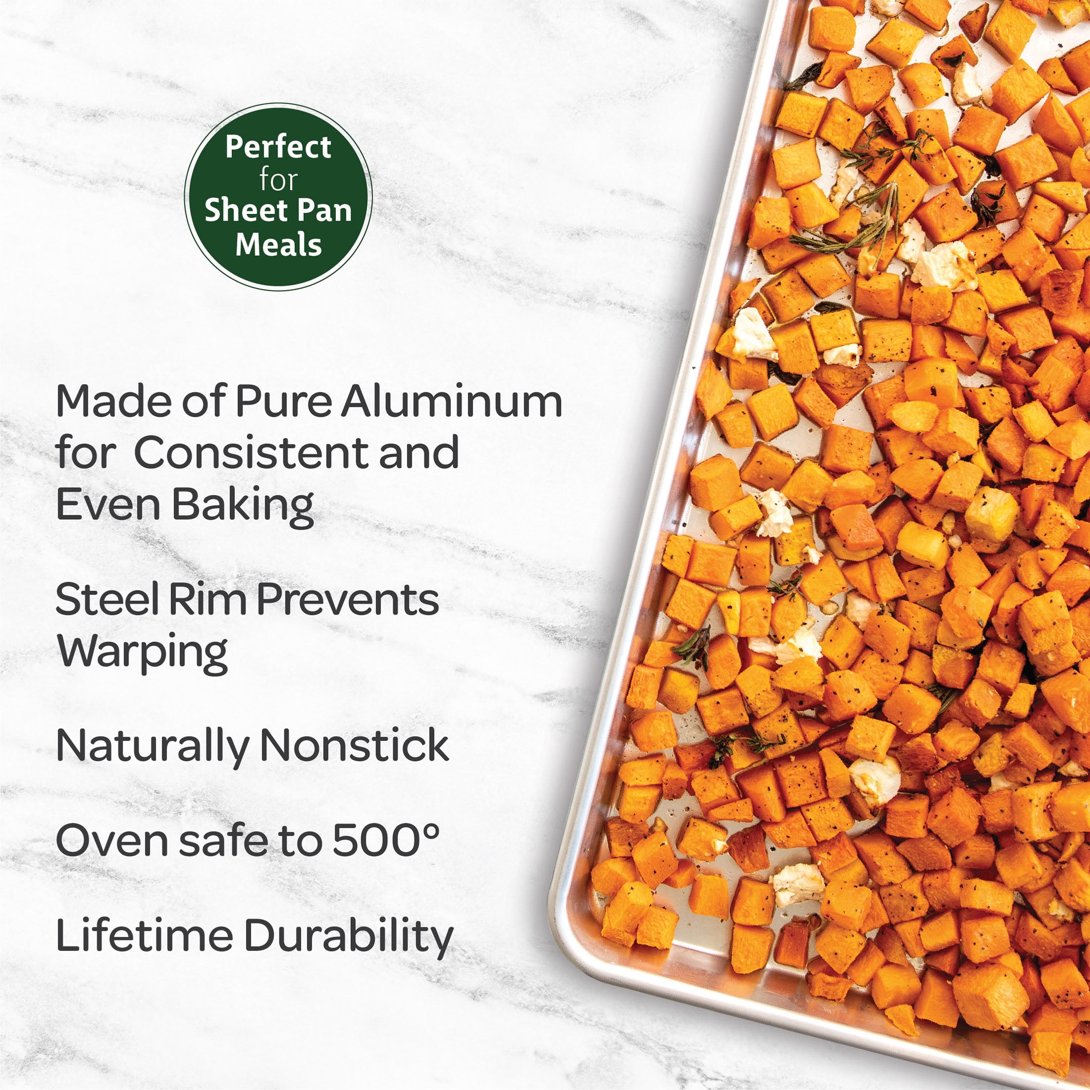Nordic Ware Naturals 18" x 13" Aluminum Half Sheet, Rectangular Cookie & Baking Sheet Pan
