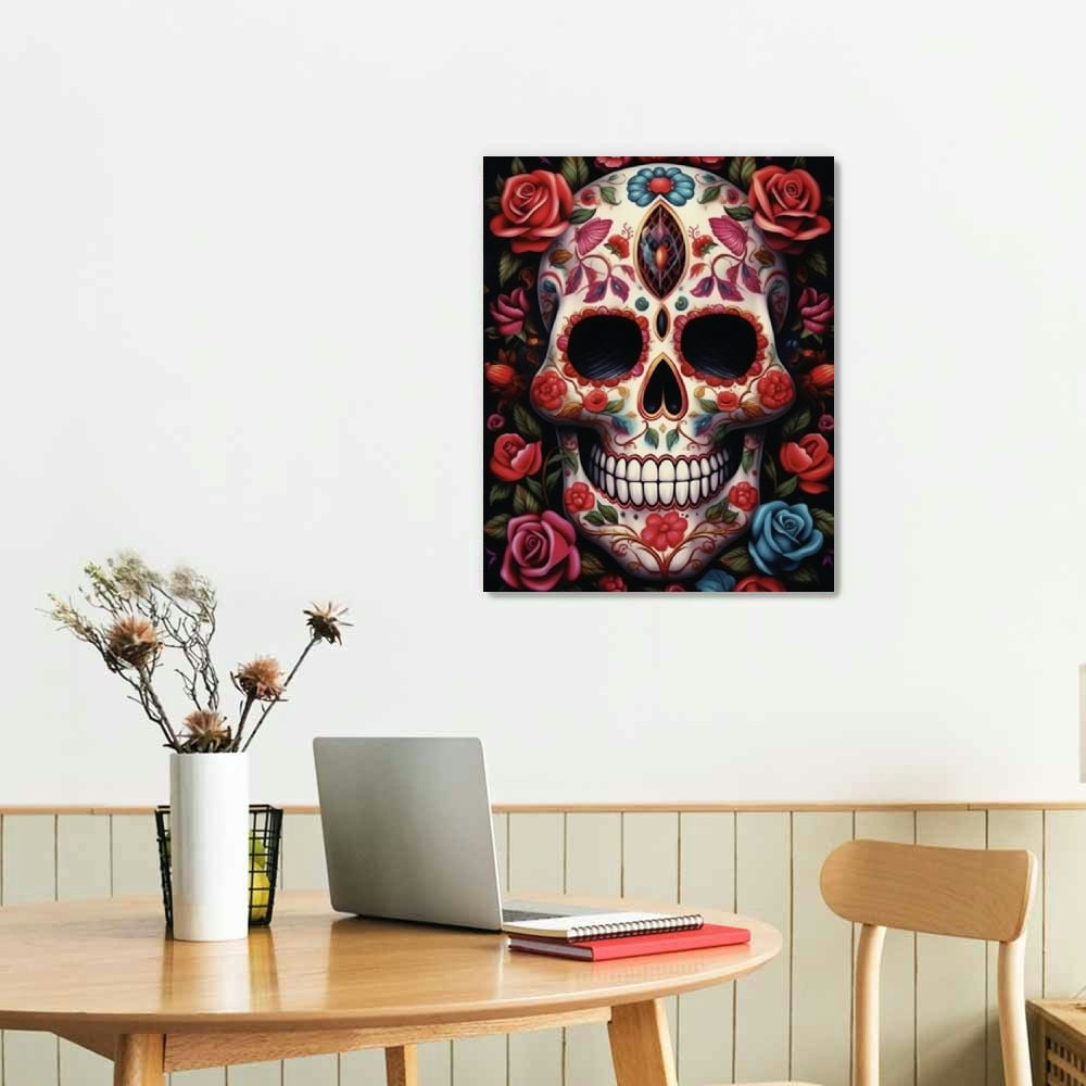 COMIO  Galaxy Sugar Skull Wall Art Decor Star Floral Skull Prints And Posters Pub Club Shop Mexican Festival Decorations Party Canvas Wall Painting Artwork