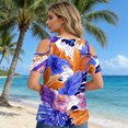 thumbnail image 4 of Women’s Casual Summer Hawaiian Print Cold Shoulder Short Sleeve T Shirt with Tie Straps and Round Neckline for Daily Wear Blue L, 4 of 4