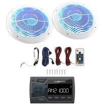 Soundstream MHU-32 Marine ATV/UTV Bluetooth Receiver (2) White 6.5" LED Speakers
