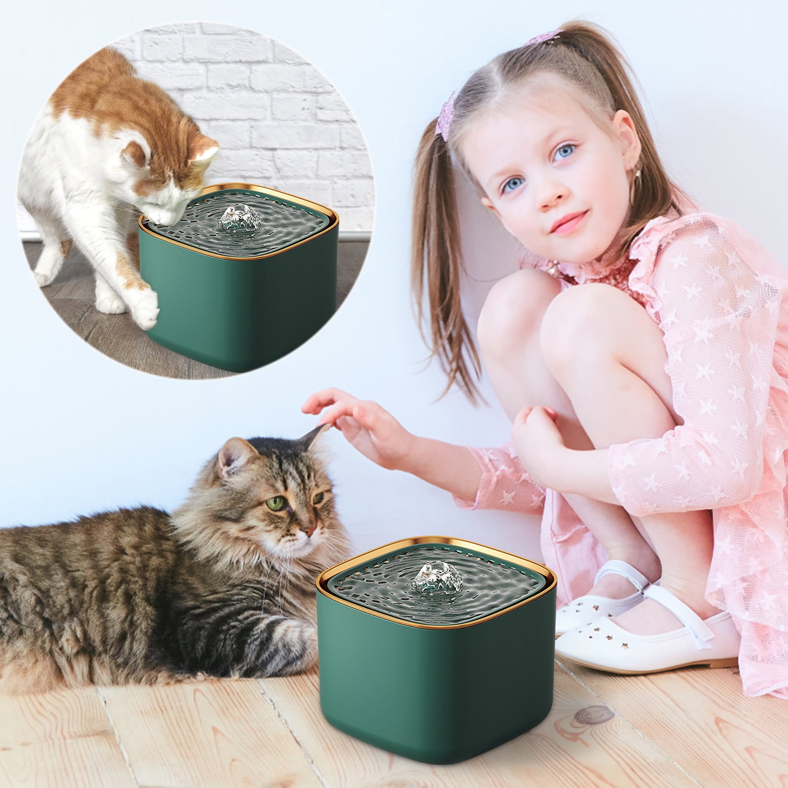 Automatic Water Dispenser with Silent Brushless Pump, Flowing Circulating Filtration, Healthy Drinking Water for Pets, Cats, Dogs, Home, Office, Indoor Use