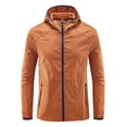 thumbnail image 2 of Xfvqtps Mens Light Jacket Sun Protection Hoodie Full Zip up Long Sleeve Pockets Solid Color Fishing Hiking Athletic Running Lightweight Breathable Waterproof Summer Top Orange, 2 of 3