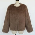 thumbnail image 7 of Fnooota Womens Faux Fur Jackets, Open Front Crew Neck Warm Fashion Winter Outerwear Brown Size XL, 7 of 7