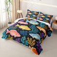 thumbnail image 3 of jejeloiu Watercolor Cartoon Fish Quilt Full,Colorful Ocean Coral Full Bedspread Sets For Boys,Black Multicolor,3pcs, 3 of 7