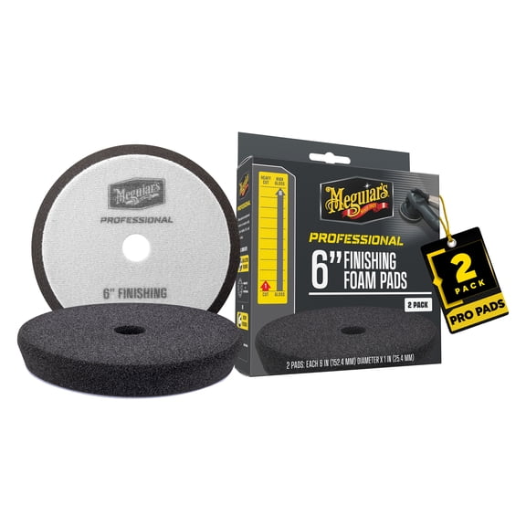 Meguiar's 6" Finishing Foam Pads - M6FFP2 - Professional Foam Pad for Finishing, use with Meguiar's Finishing Products for Increased Gloss and Shine, or use to Apply a Car Wax to Protect, 2 Pack