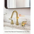 thumbnail image 4 of WOWOW Widespread Bathroom Faucets for Sink 3 Hole Gold, 8 inch Bathroom Faucet with Pop Up Drain Assembly and Water Supply Lines 2 Handle 360° Swivel Spout Basin Faucets for Vanity Lavatory, 4 of 6