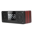 thumbnail image 4 of Mini reloj despertador inalámbrico Bluetooth, tarjeta enchufable portátil para exteriores, altavoz de música bajo (grano de madera roja), 4 of 5
