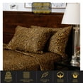 thumbnail image 2 of Real 1000 Thread Count, 100% Egyptian Cotton Sheet Set [4 PC- Twin-XL Size, Leopard Print Color] Bedsheet Sets, Fit Mattress upto 12" Deep Pocket, Soft Silky Satin Weave Breathable, 2 of 8