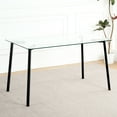 thumbnail image 5 of Modern Tempered Glass Table With 6 Chairs, Black Metal Frame, For Living & Dining Rooms, Transparent Legs, Room Area, Elegant, 5 of 7