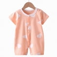 thumbnail image 2 of HCNTES Baby Unisex Short Sleeve One-Piece Jumpsuit Bodysuit Toddler Children Breathable Pajamas Nighty Homewear for Spring Summer(X01-Orange,0-6 Months), 2 of 4