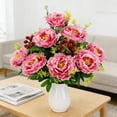 thumbnail image 4 of HOARBOEG 10 Head Large Peony Artificial Flowers Bouquet, Silk Faux Peony Stems for Home Garden Indoor Outdoor Decor, Vase Table Centerpiece Wedding Party Decoration, 4 of 6