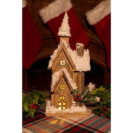 Corporation Lcd - Alpine Corporation Wooden Christmas House with LED Lights