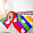 thumbnail image 4 of Manfei Cartoon Love Heart Full Size Comforter Sets, Colorful Stripes Bedding Comforter Set, Teens Boys Girls Kids Bedding Sets, Breathable Home Decor, 3pcs, 4 of 8