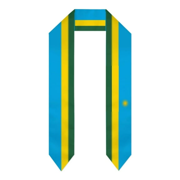 Graduation Sash Rwanda Flag scarf Shawl Stole Sapphire Blue with Star Stripe Bachelor Gown Accessory Ribbon 180*14cm