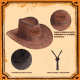 thumbnail image 6 of KAINSY Personalized Cowboy Hats for Kids Custom Western Cowboy Cowgirl Patry Hats Dark Camel Western Cowboy Hats Leather Name(Child), 6 of 9
