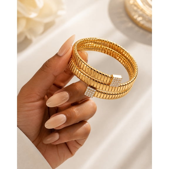 RubyLee Elegance Crystal Coil Wrap Bracelet for women,