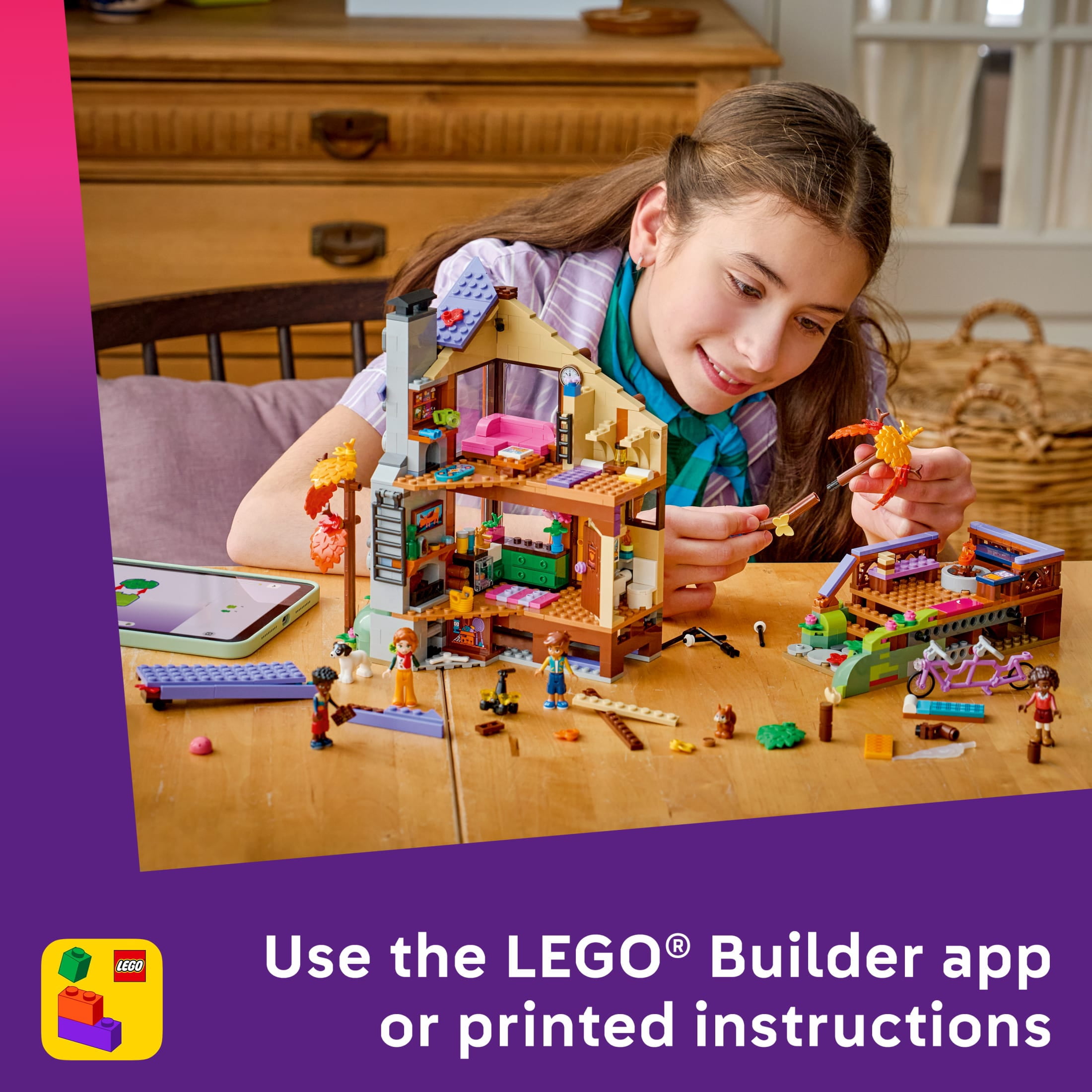 LEGO Friends Cozy Fall Forest Cabin - Building Toy for Girls & Boys, Ages 9+ - Dollhouse Playset with 4 Minidolls - Gift for Birthdays - 42705