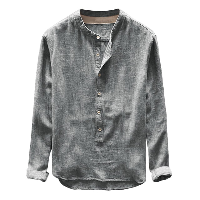 Chemise Habillée en Lin pour Homme à Manches Longues, Décontractée et Formelle, avec Boutons, pour les Saisons d'Automne et d'Hiver