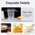 thumbnail image 3 of 100 bolsas de bebidas con 100 agujeros para pajita, bolsas de jugo congelables, bolsas de plástico con cierre transparente para bebidas frías y calientes para adultos y niños, 3 of 9
