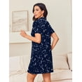 thumbnail image 4 of Ekouaer Nightgowns for Women Button Down Sleepshirt Short Sleeve Nightshirt Classic Soft Pajamas Nightdress, 4 of 6