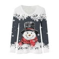 thumbnail image 4 of KHONTS Crewneck Christmas T Shirts for Women Snowman Long Sleeve Xmas Casual Loose Pullover Tops Grey XL, 4 of 4